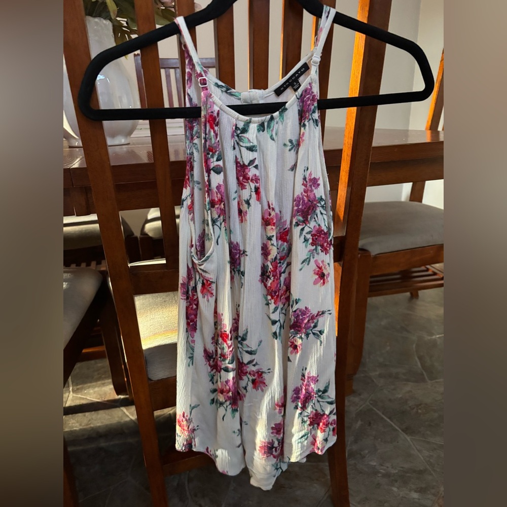 Staccato White floral tank with Pink & Green Floral Print